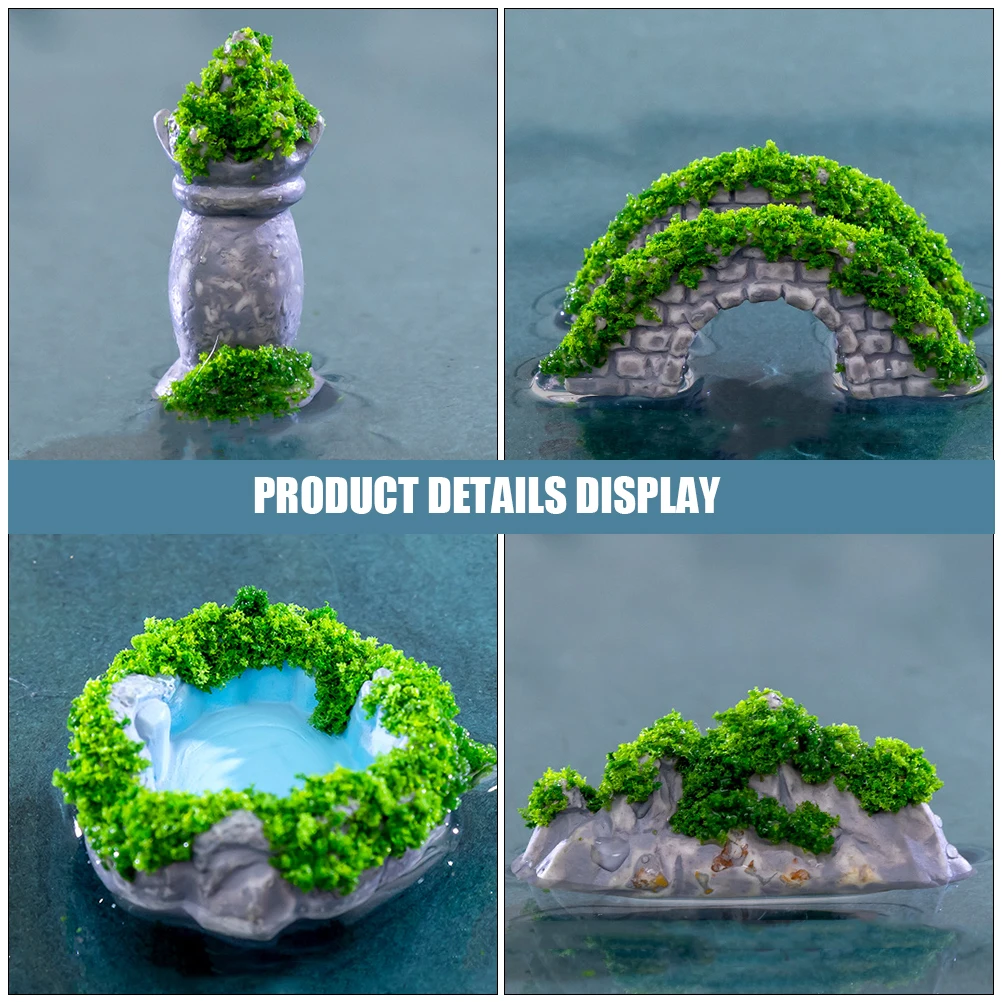 

9 Pcs Ancient Building Decoration Accessories Miniature Garden Landscape Building-statue Micro-landscape Ornament Bottle