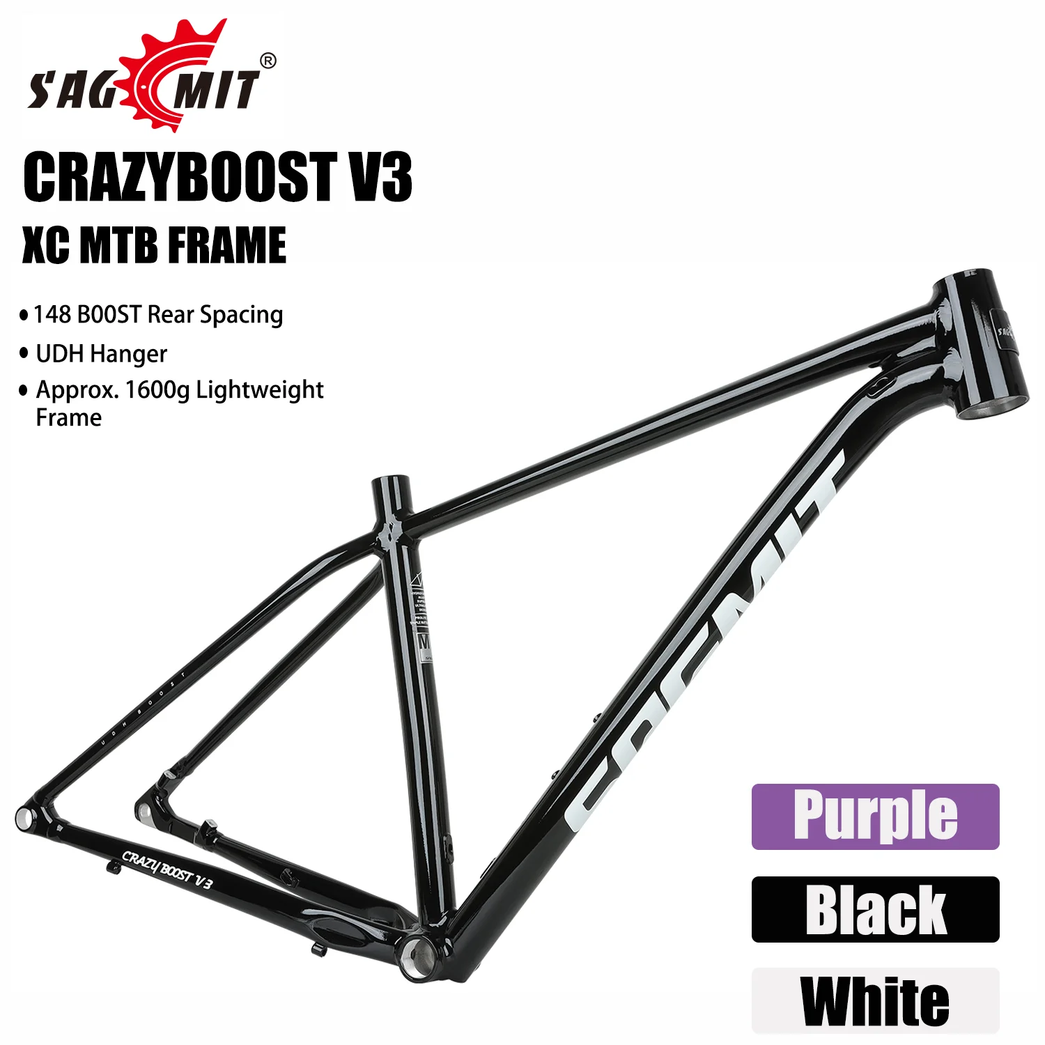 Image of SAGMIT V3 MTB Fahrradrahmen 27,5/29 Zoll BOOST 12x148mm Aluminiumlegierung XC Mountainbike-Rahmen Scheibenbremse UDH-Schaltauge für Offroad-Fahrten