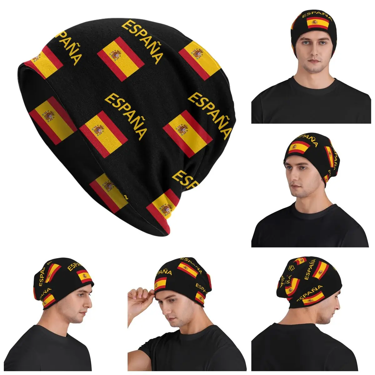 Spain Spanish Flag Skullies Beanies Hats Warm Autumn Winter Outdoor Cap Knitted Bonnet Caps for Men Women Adult