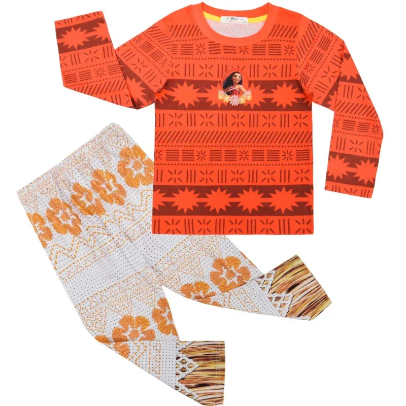 72th Anime Cosplay Moana pijamas conjunto niñas niños camisa pantalones 2 piezas trajes niños bebé Vaiana casual ropa de hogar pijamas vestidos