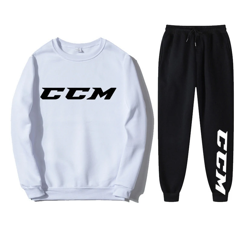 Conjunto de chándal con capucha y pantalones para hombre, ropa deportiva cálida de lana, traje de calle CCM, Primavera, Otoño e Invierno