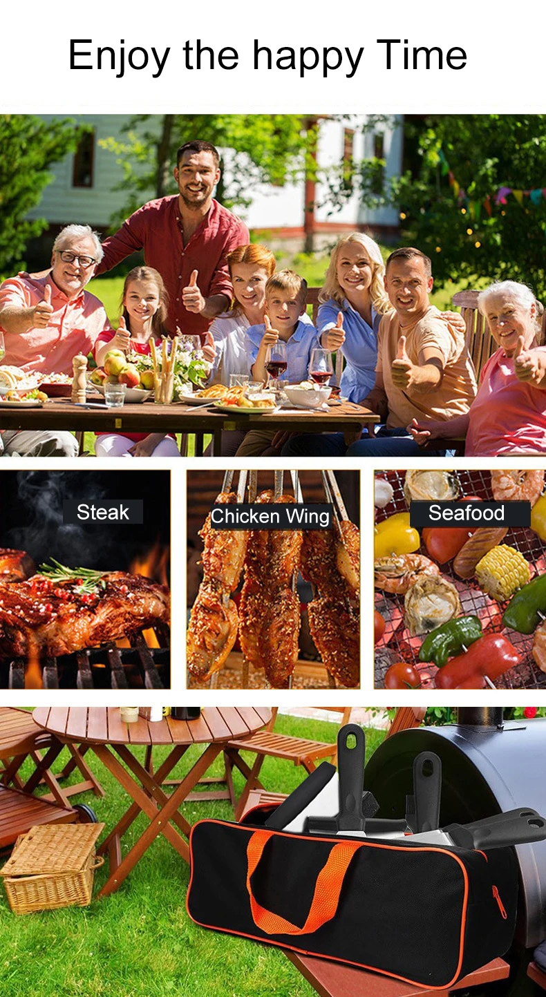 مجموعة ملحقات شواية Onilini مكونة من 6 قطع من ملاعق الفولاذ المقاوم للصدأ مع مكشطة حقيبة حمل للشواء في الهواء الطلق #5