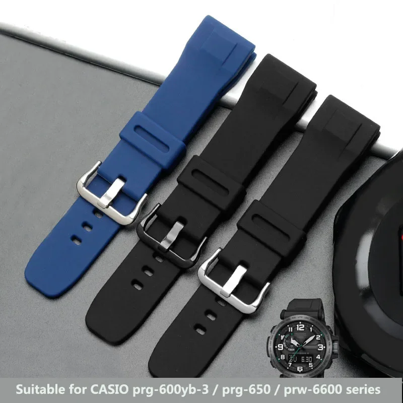 Watchband For CASIO PRG-600yb-3 / PRG-650 / PRW-6600 Series Men's Sports High-Quality Silicone Watch Strap 24mm