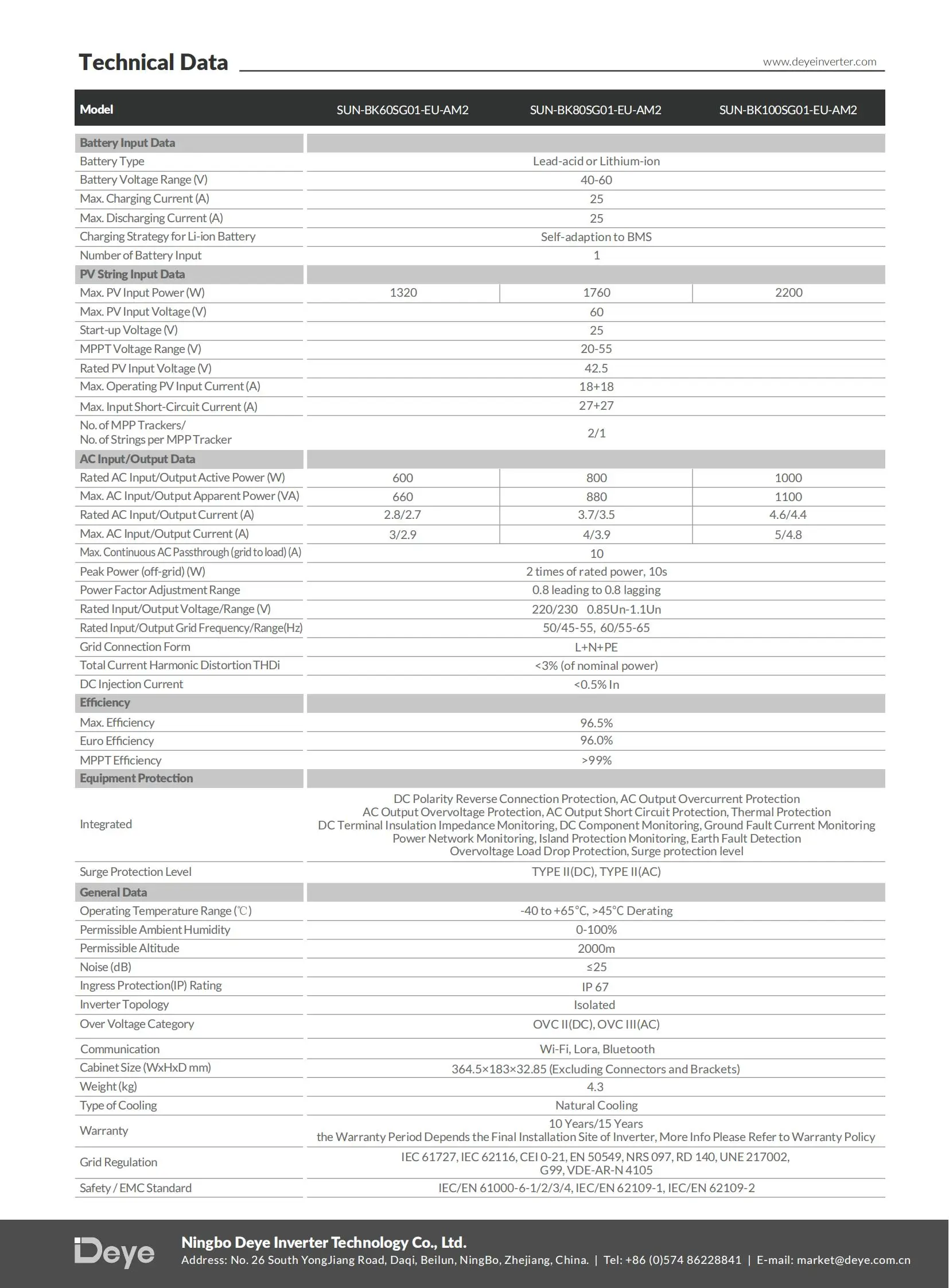 Deye 1000w SUN-BK100SG01-EU-AM2 balcon stockage d'énergie micro onduleur 1kw monophasé 2 MPPT Micro onduleur solaire hybride