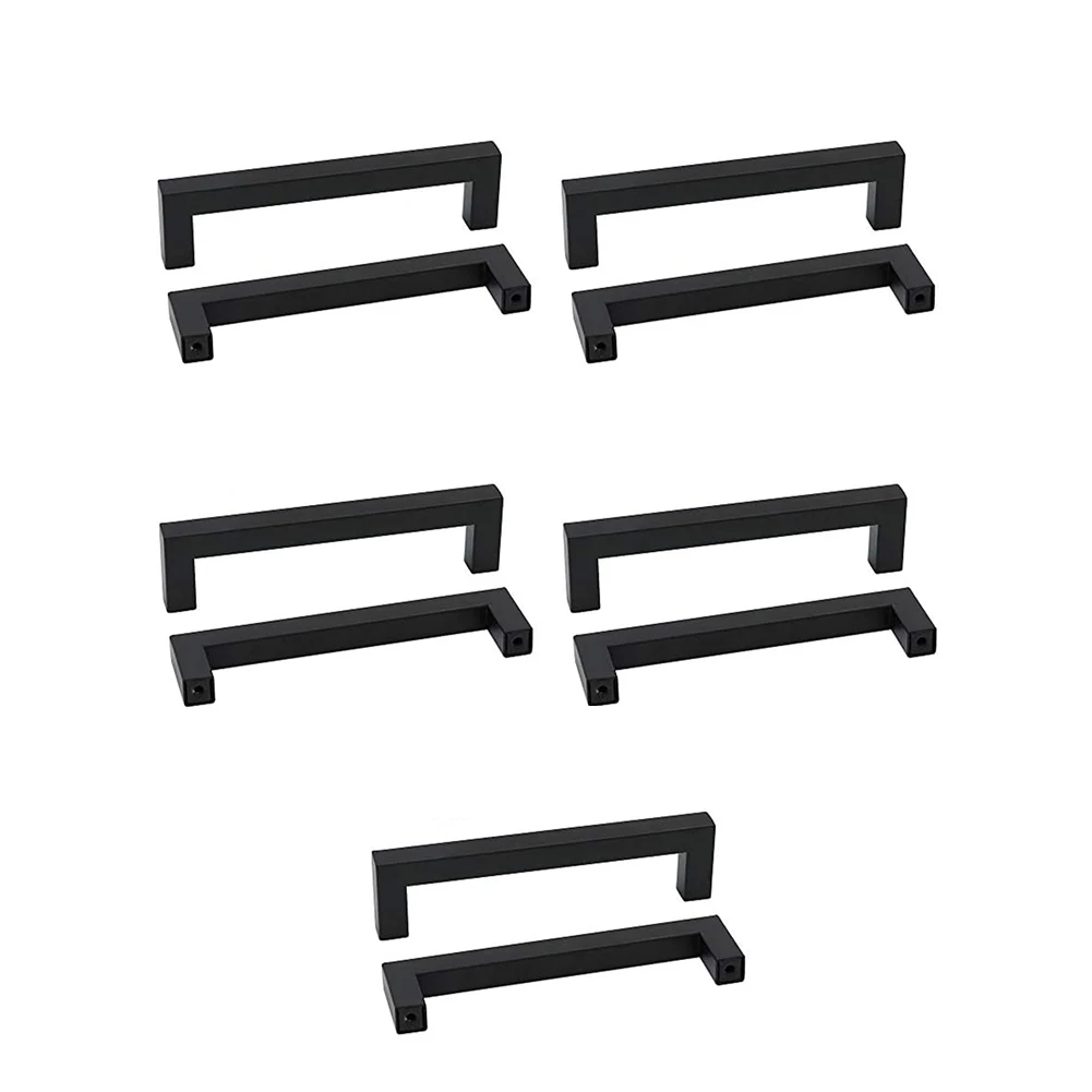 Modern Matte Black Cabinet for pulls for Kitchen and Bathroom 10 Pack Stainless Steel Drawer Handles with Comfortable Grip