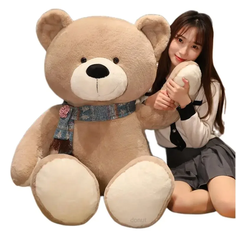 40-120cm New Hot Kawaii 4 Colors Teddy Bear With Scarf Stuffed Animal Bear Plush Toys Doll Pillow Kids Lovers Birthday Baby Gift