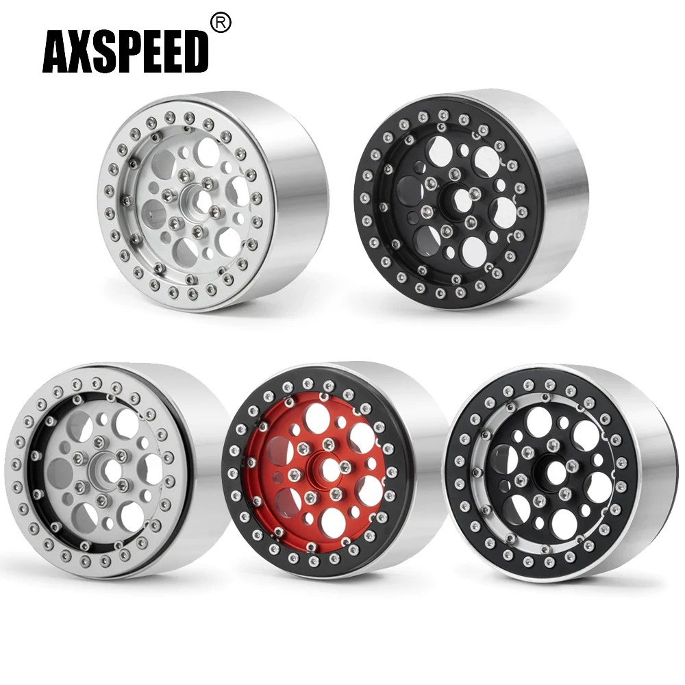 AXSPEED 1.9inch/2.2 inch Aluminum Alloy Beadlock Wheel Rims Hubs 25/35mm for Axial SCX10 Wraith TRX-4 D90 1/10 RC Crawler Car