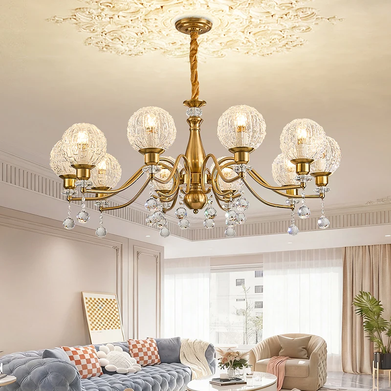 Хрустальная элегантная и минималистичная современная стеклянная люстра во французском стиле для гостиной, столовой и спальни, новый светильник