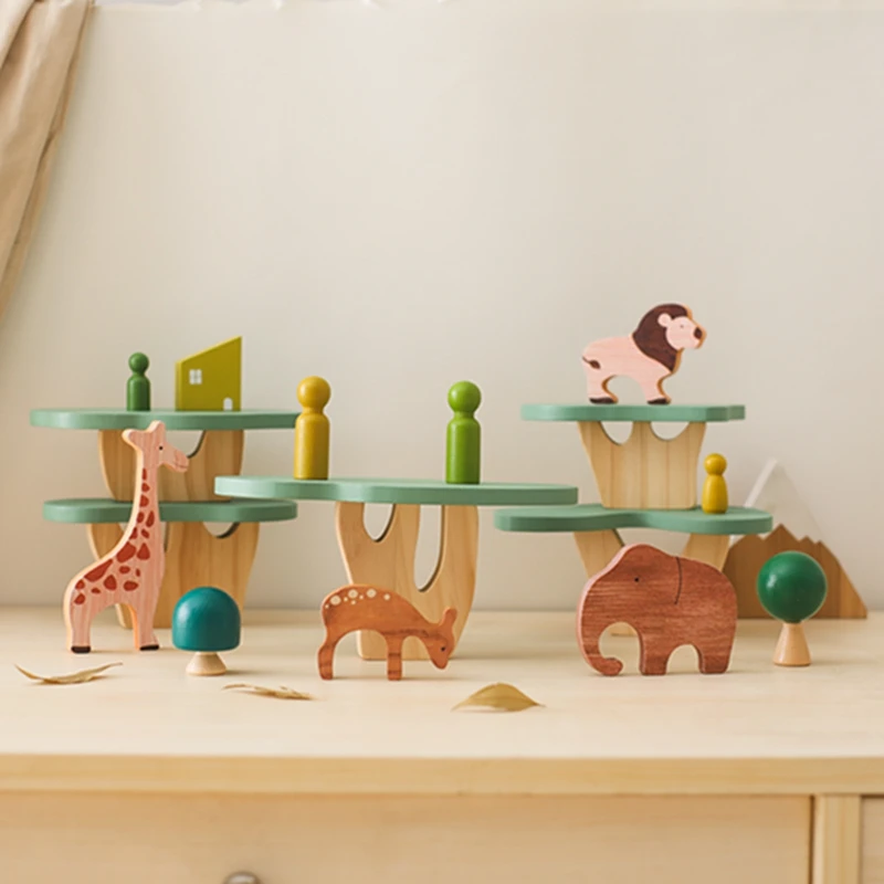 Wald Bausteine Holz Montessori Spielzeug Kreative 3D Puzzle Szene Platzierung Spiel Baby Balance Spielzeug Zimmer Dekoration Baby Geschenk – Detail 8