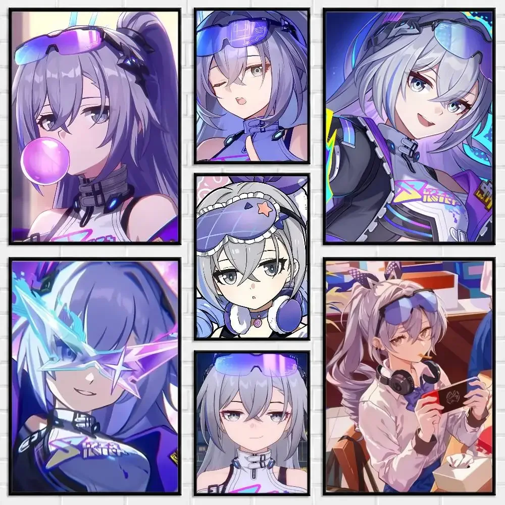 Game H-Honkai Star R-Rail Silver W-Wolf 999 Poster Versatile HD Waterproof Wall Art Self-Adhesive Decor for Any Space Ideal G