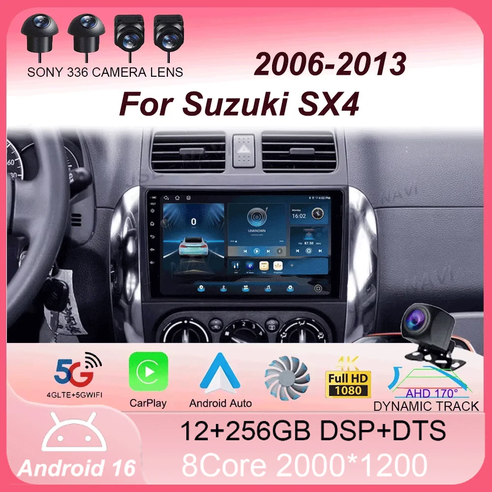 

Автомагнитола Android 16 с Carplay для Suzuki SX4 2006-2013, Fiat Sedici 2005-2014, навигация, мультимедиа, видеоплеер, аудио, 2DIN стерео