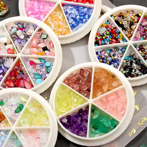 Japanese 3D Nail Art Decoration Jewelry Accessories Rhinestones Gems Irregular Mineral Jade Stone Glass Fragment Charms Manicure