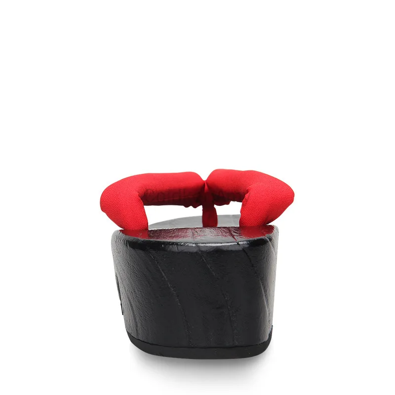 1 par kamado tanjirou nezuko anime japonês cosplay sapatos geta sandálias com tiras vermelhas tamancos de madeira tradicionais para mulher