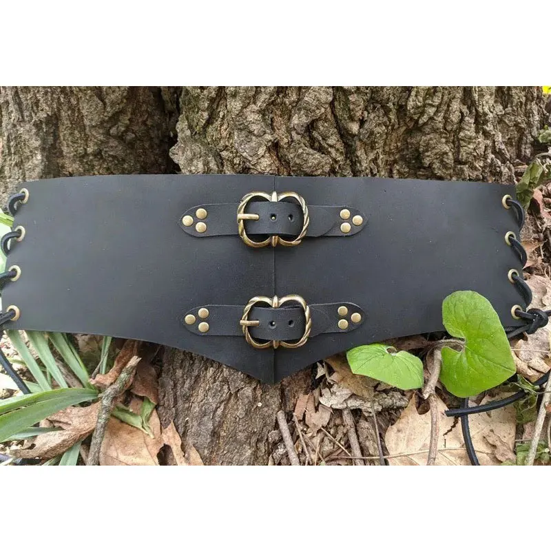 Pretina de caballero vikingo Medieval para hombres y mujeres, cinturón de armadura Steampunk, cinturón de cintura de cuero PU vikingo renacentista para Larp, accesorios de Cosplay