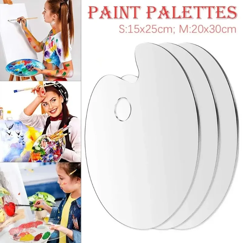 1pcs  Acrylic Clear Paint Tray High-quality Drawing Supplies Transparent Paint Palettes Gouache Oval Pigment Pallet