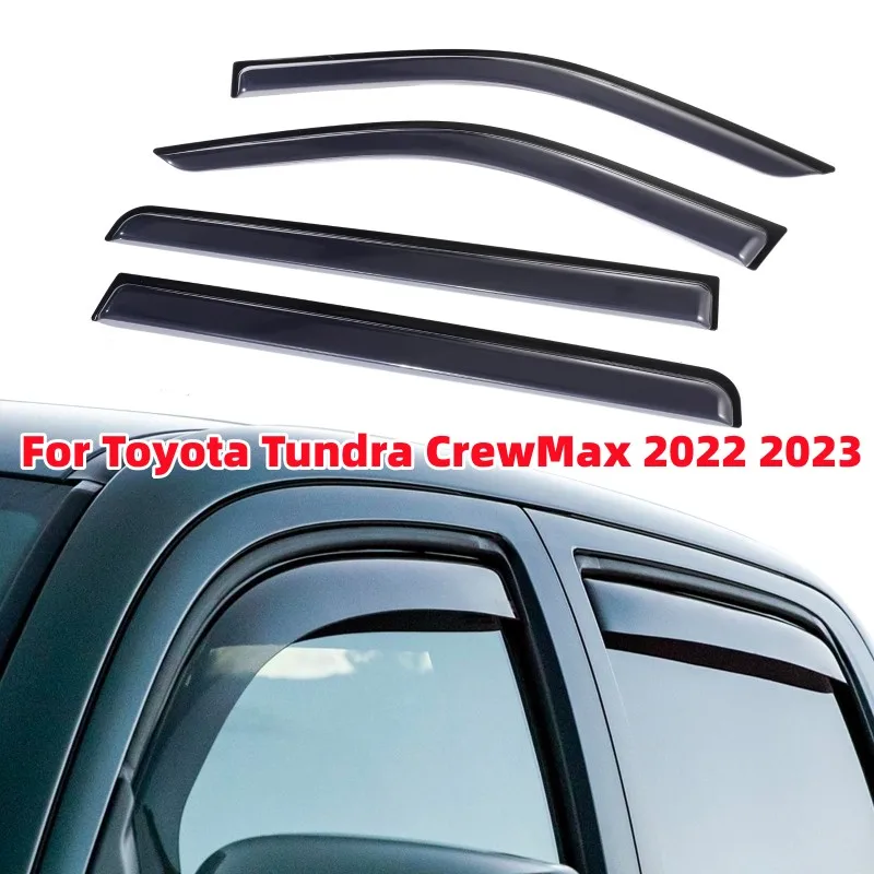 4Pcs/set Car Rain Guards Sunshield Window Deflector Rain Cover for Toyota Tundra CrewMax 2022 2023