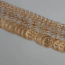 4.5cm Wide Thick Metallic Coin Sequins and Bells Beaded Fringe, Fashion Dress Dancewear Costume Couture Fringe, Lampshade Fringe