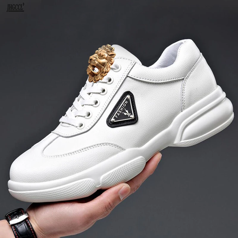 New casual leather shoes men soft soles breathable fashion trend men's shoes lace-up round head leather sports casual shoes A3