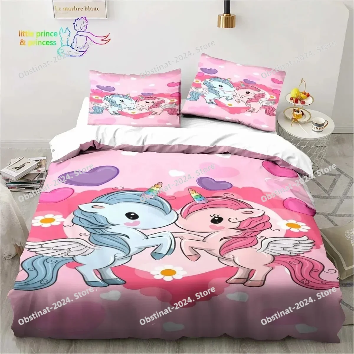 

Cute Cartoon Unicorn 3D Print Bedding Set Single Twin Full Queen King Size Bed Set Adult Kid Bedroom Bedding Gift