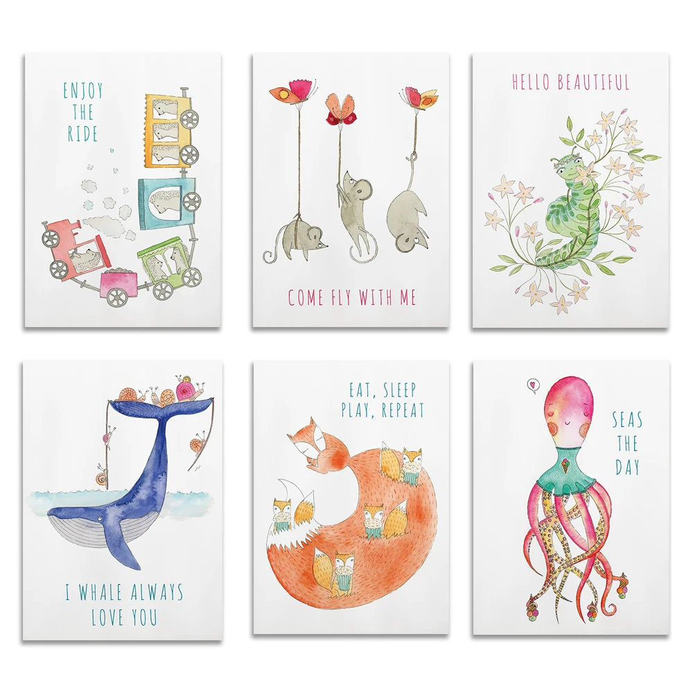 Baby Nursery Mirror - Kids Poster Animals Print Nursery Wall