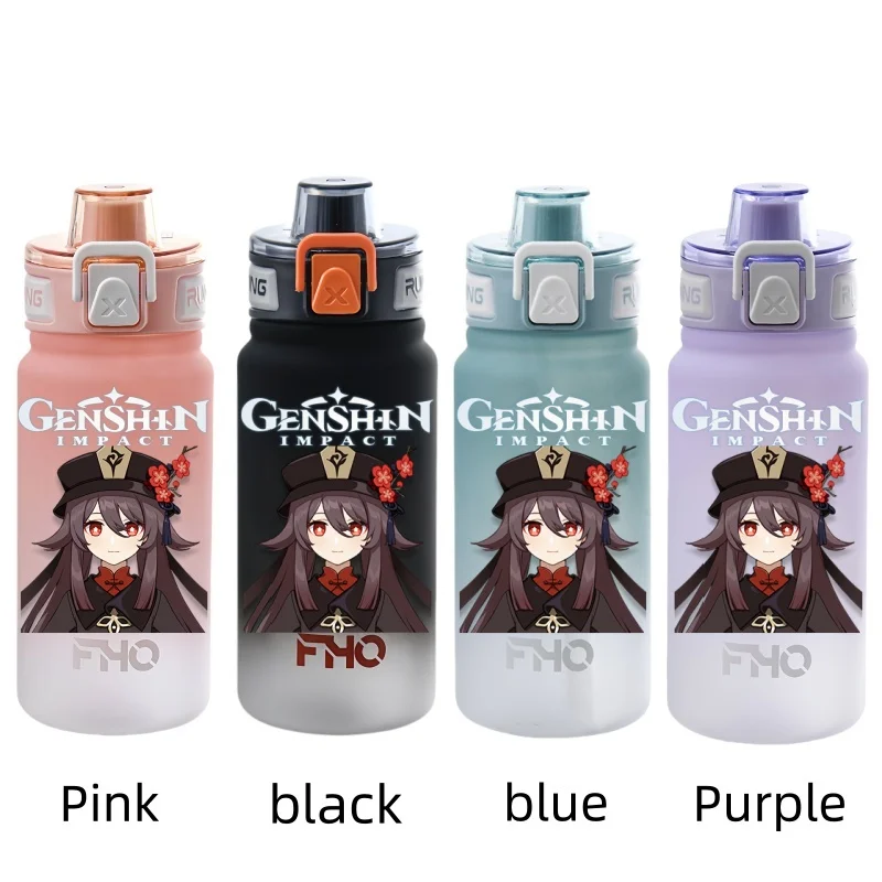 Genshin Impact 750ml Game Characters Portable Water Cup Large Capacity Outdoor Plastic Leak-proof Water Bottle Children's