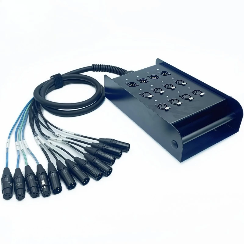12-Way multi-core Kanon junction box/hub box, stage signal cable, microphone audio socket, Canon recording studio