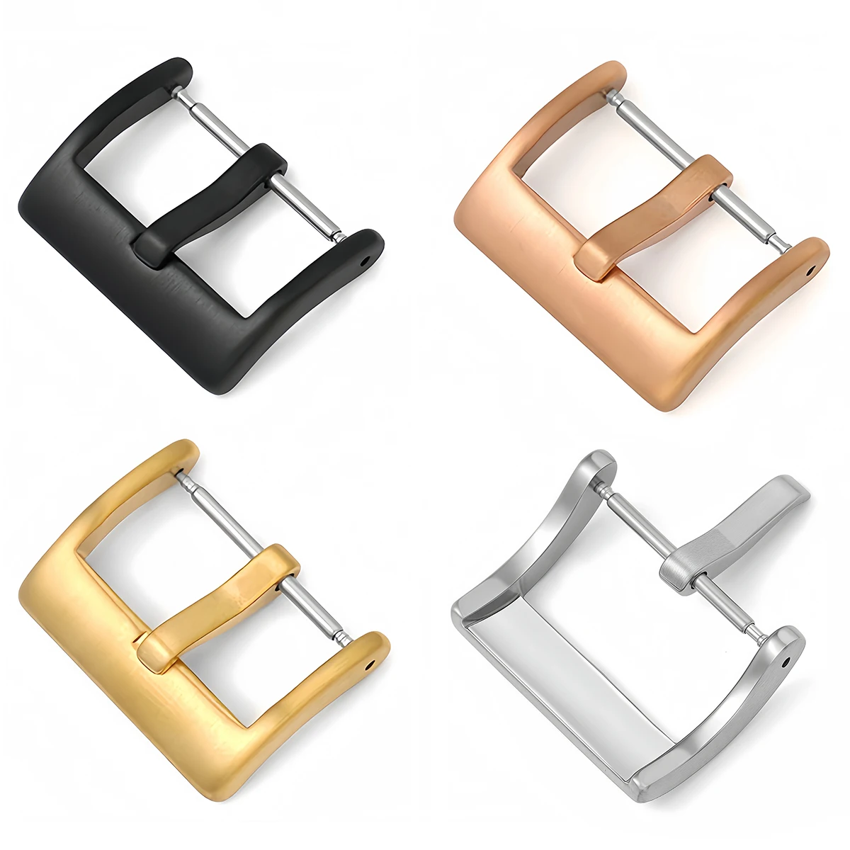 Hebilla de reloj de acero inoxidable, correas de reloj, correa de cuero, hebilla de 16/18/20/22mm, cierres cuadrados pulidos mate, accesorios para reloj