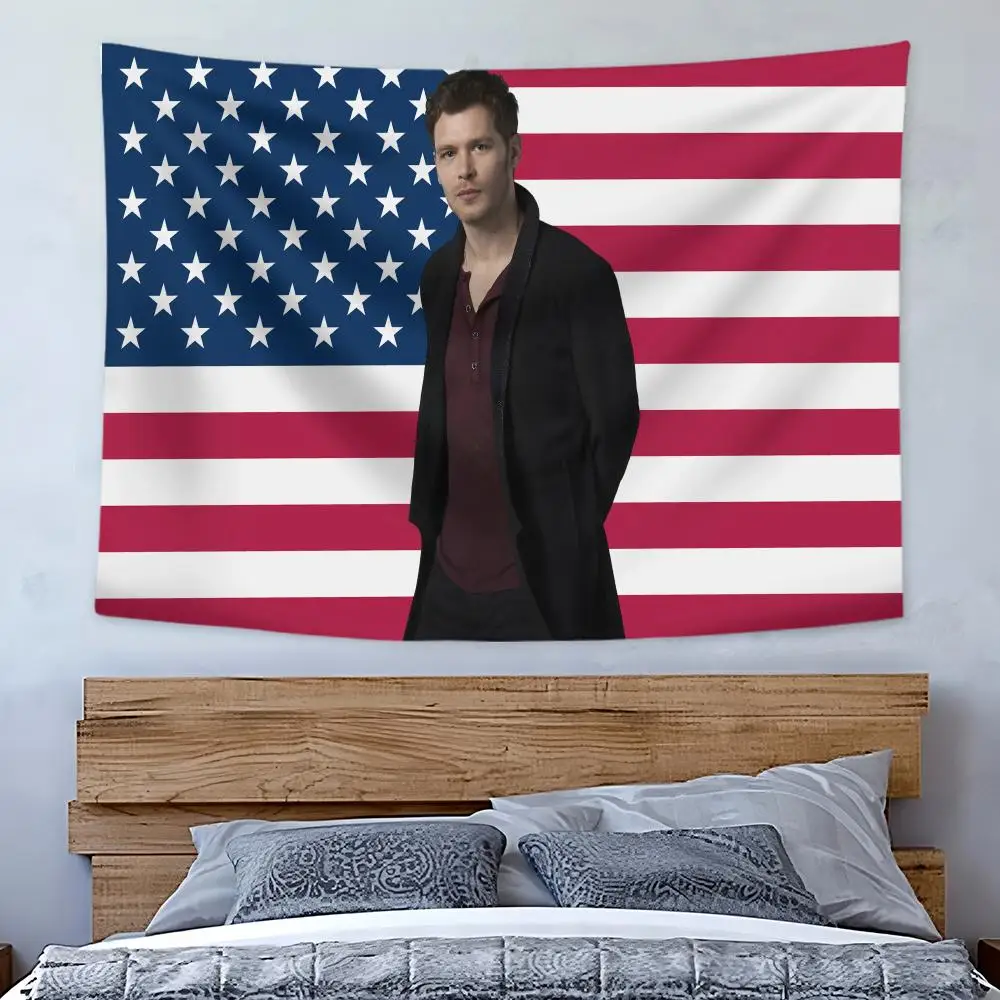 K-Klaus Mikaelson Actor Tapestry Art Decor Banner Microfiber Backdrop for Bedroom Living Room Bar Garden Party