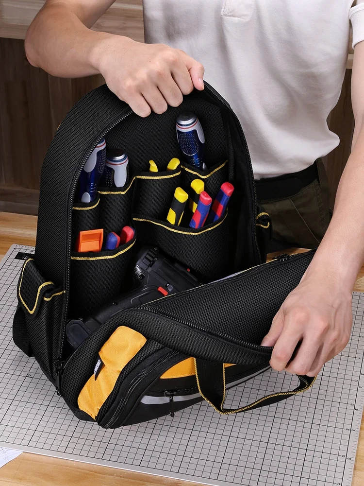 Multifunctional maintenance backpack electrician canvas wear-resistant thickened installation site tools backpack men