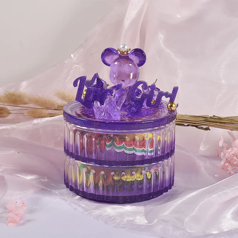 DIY Stripe Round Storage Box Epoxy Silicone Mold Multi-layer Jewelry Container Jar Decoration Molds For Aromatherapy Concrete