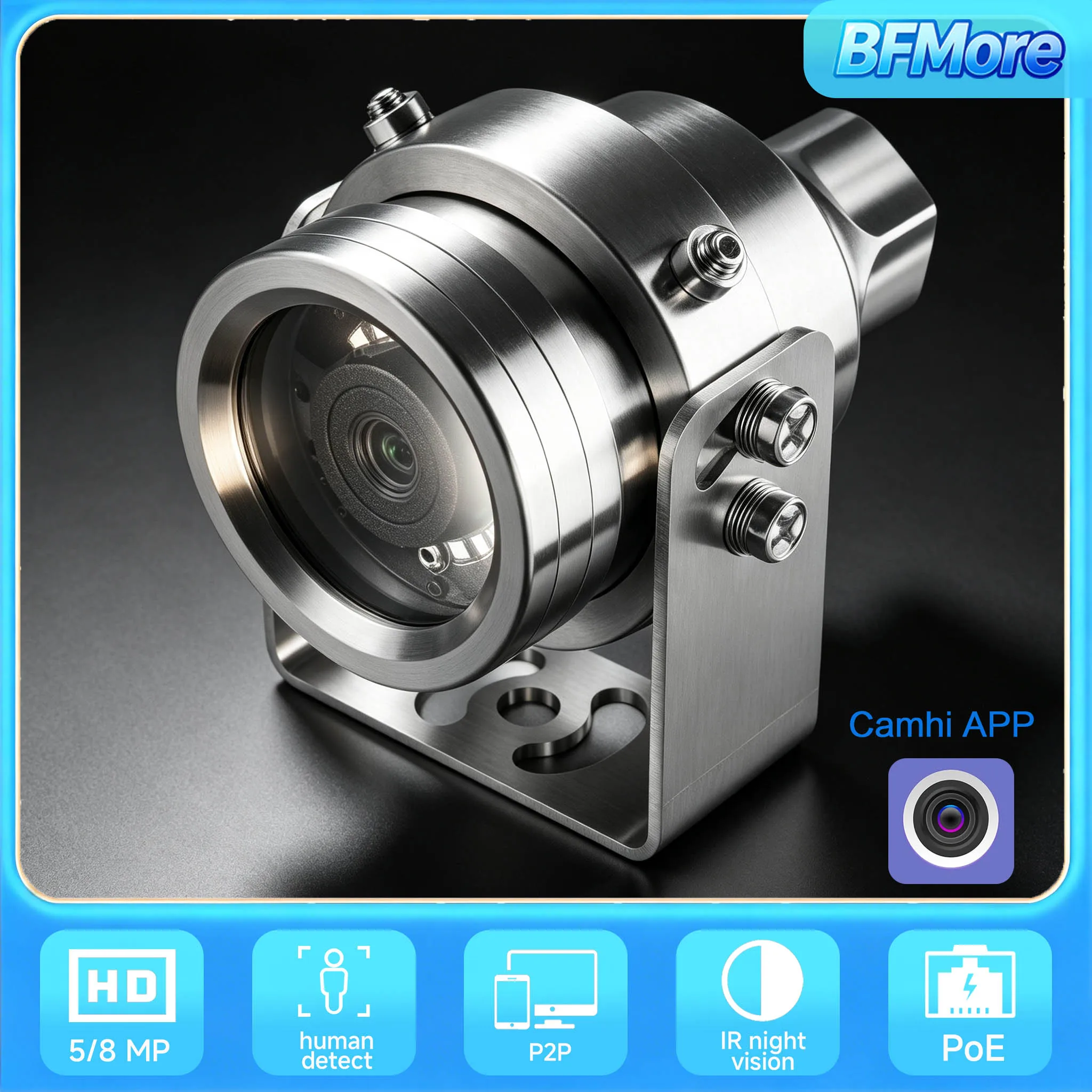 BFMore POE 4K 8MP Security IP камера 5MP Vedio 3.6mm 304 Stainless Steel Explosion-proof камера Human Detection Outdoor