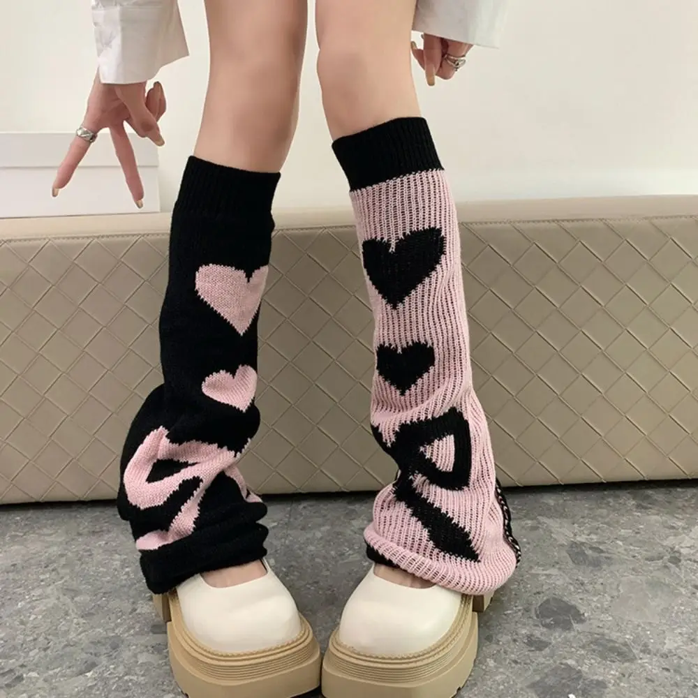 Japanese Style Heart Shape Ruffle Socks Knee High Bowknot Y2K Stocking Women Sweet Cool Hosiery Asymmetric Socks Winter