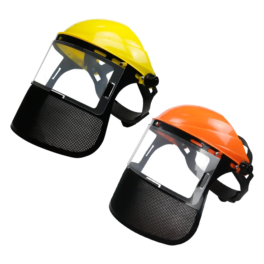Head Mounted Lawn Mower Protective Mask Safety Helmet Hat With Full-Face Mesh Mask For Logging Brush Cutter Forestry Protection