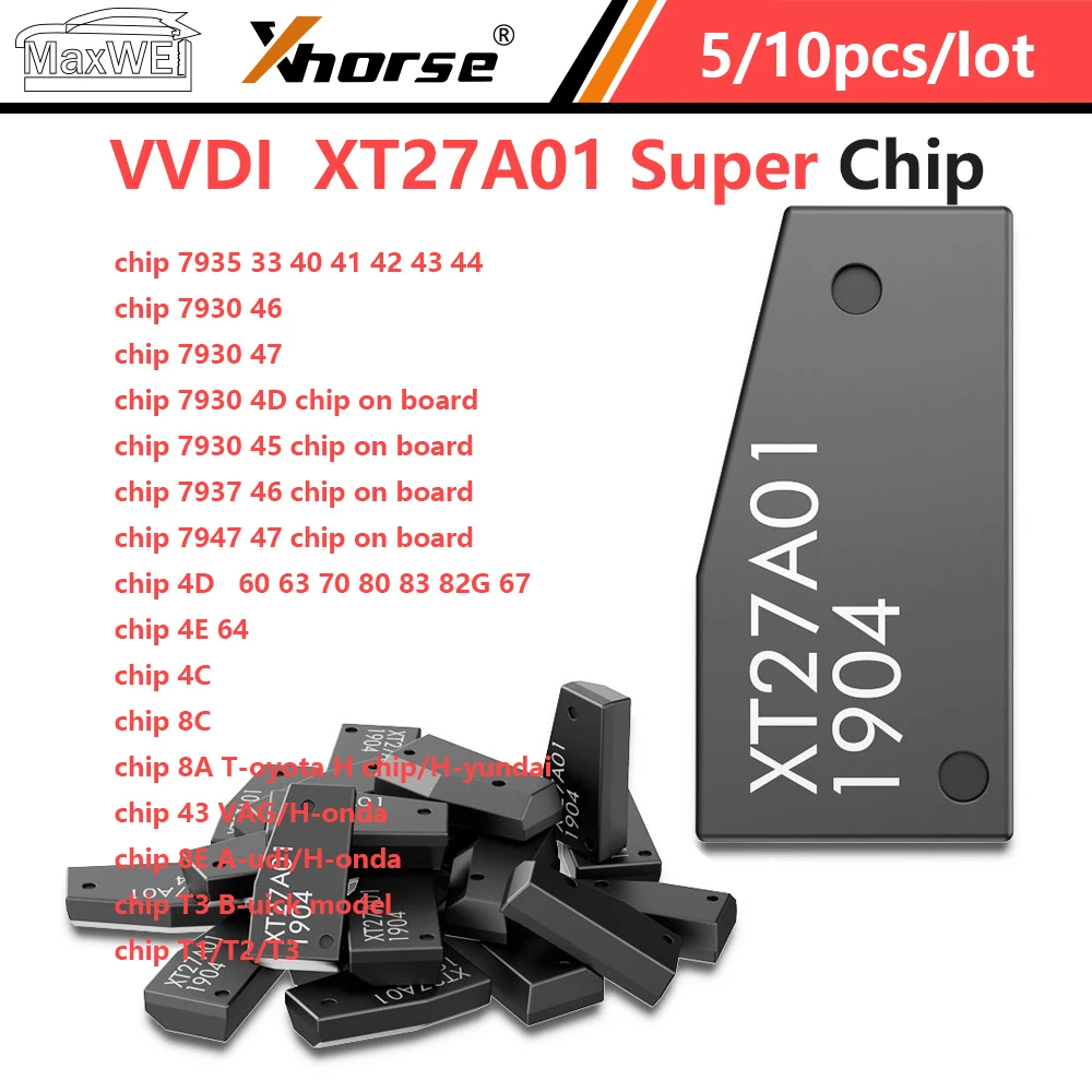 5/10 piezas/lote XT27A para ID46/40/43/4D/8C/8A/T3/47 Super Chip XT27 XT27A01 Transpondedor Llaves Xhorse VVDI2 Mini Herramientas para Llaves