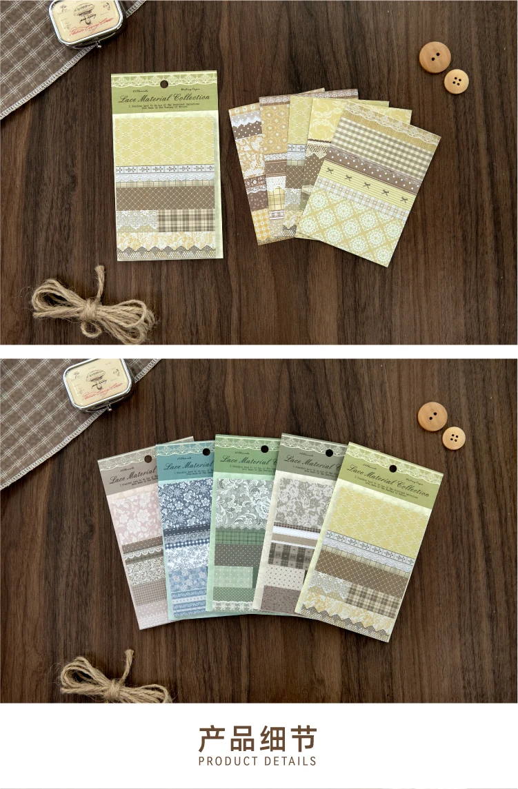Journal GO 20 Stück Süße Spitzen-Traum-Notizblöcke Scrapbooking Journaling Basis Collage-Materialien Schul- und Bürobedarf Notizblock – Detail 9