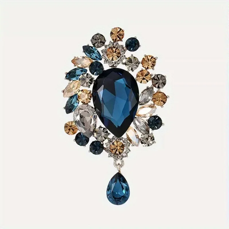 Women\'s Retro Crystal Brooch Fashion Flower Pin Exquisite Clothes Accessories