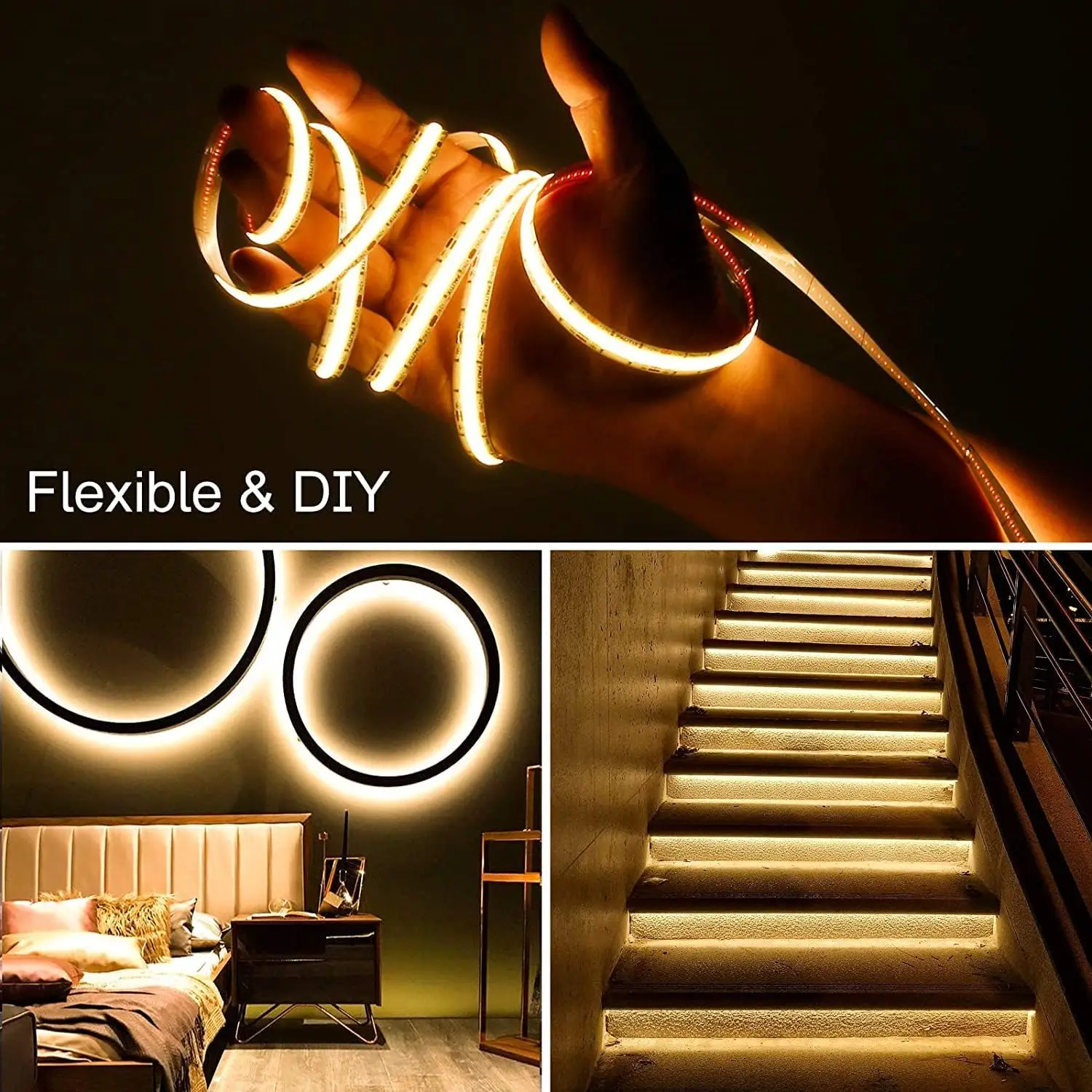 5M/10M DC24V High CRI Ra 90+ 8mm COB LED Streifen Licht Dual Farbe Warmweiß Kaltweiß 2700K-6500K Linearband für Zimmer Haus – Detail 8