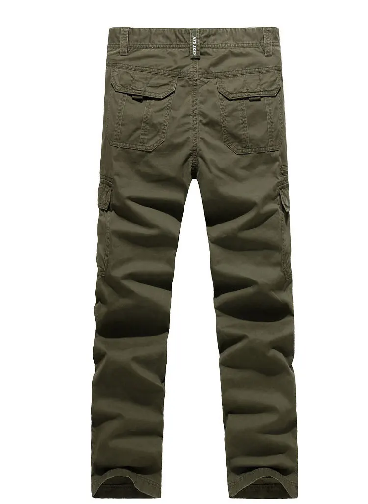 6 Pockets Mens Pants Cotton Casual Milita Safari Mens Cargo Pants With Many Pockets Khaki Plus Size 30-44 Mens Pants 2019