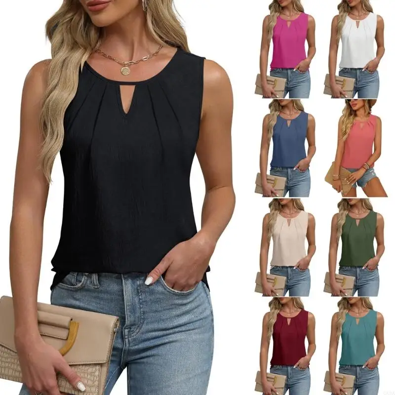 

Summer Sleeveless Neck Top For Women Soft Polyester Fabric Fashion Ladies Breathable Sleeveless Top 6XDA