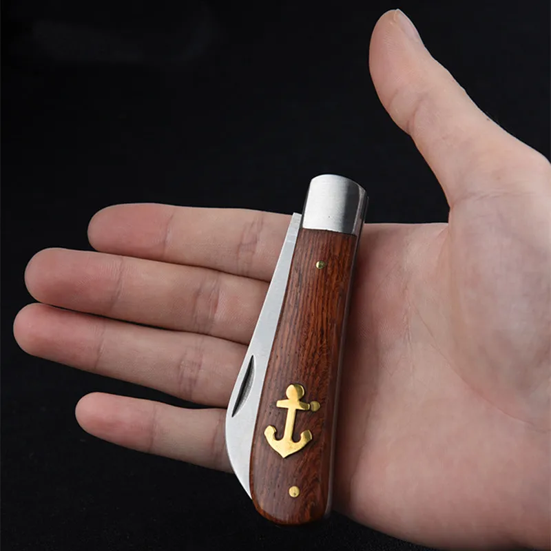 Stainless Steel Mushroom Knife Wallpaper Rosewood Handle Sickle Pocket Folding Knife Electrician Knife Camping Survival Tools