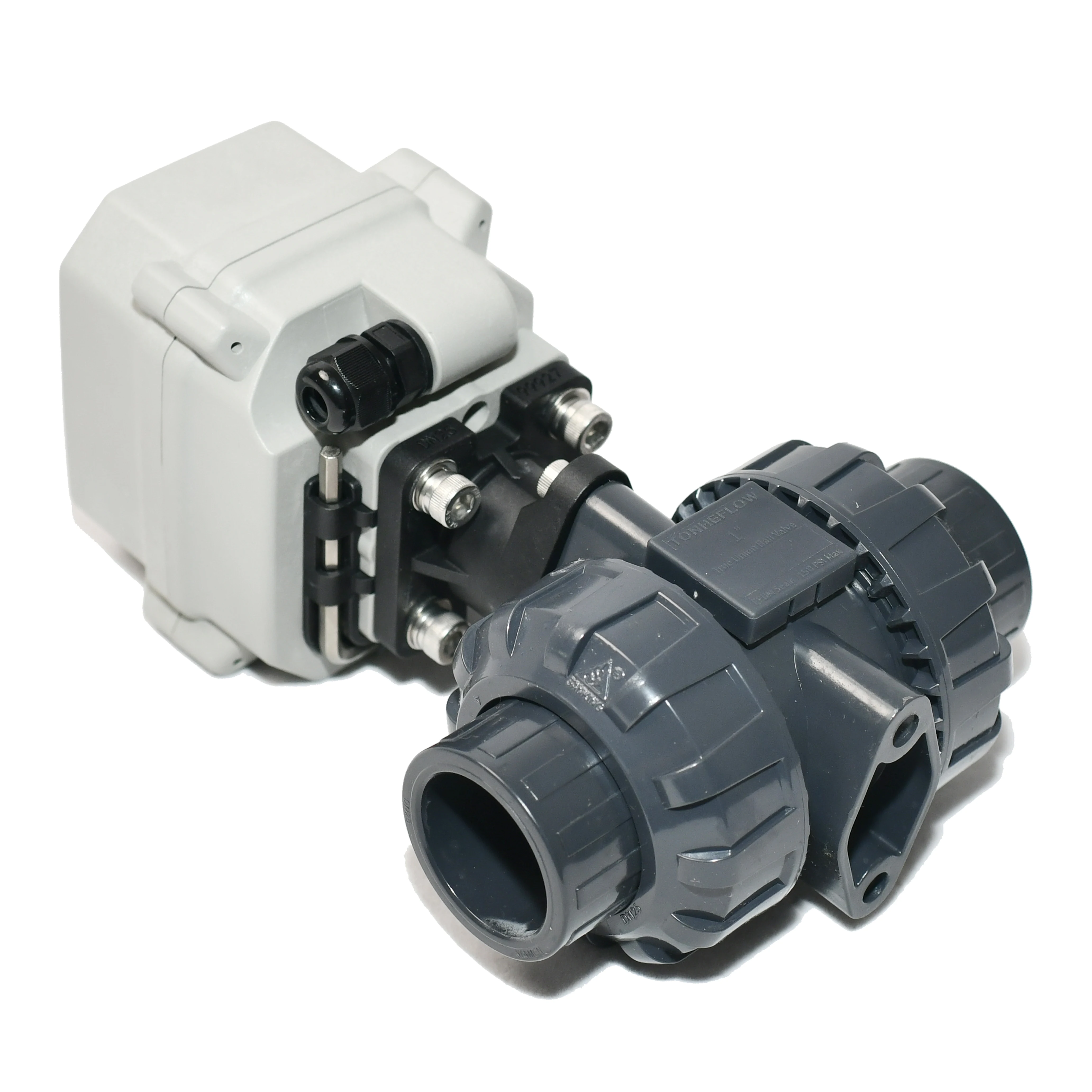 TONHE IP67 CE Motorised Actuator Water Valve Corrosion-Resistant UPVC CR305 NC 220V BSP Electric Plastic Ball Valve