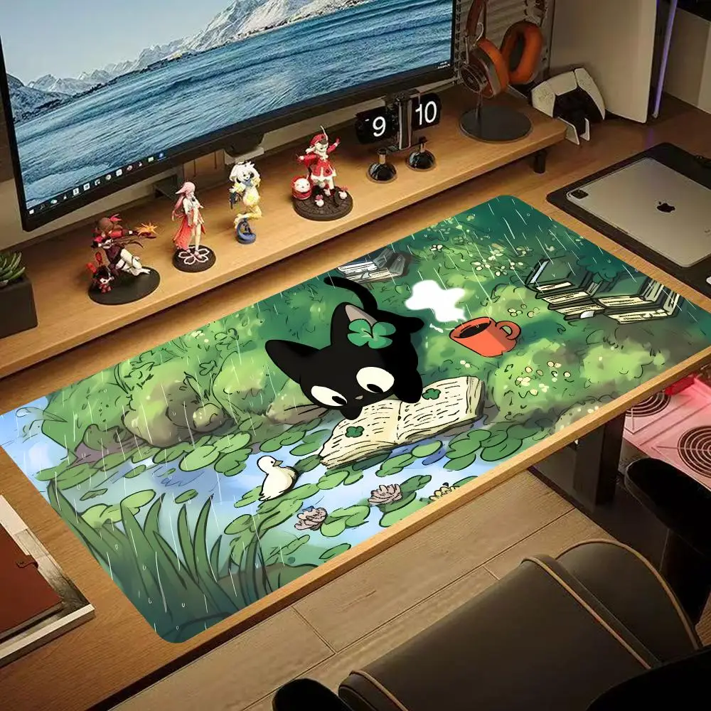 

Large mousepad Black Cat 2 mouse pad rain and cat cute Mouse Mat Computer Office Accessories Desk Mat rubber non-slip