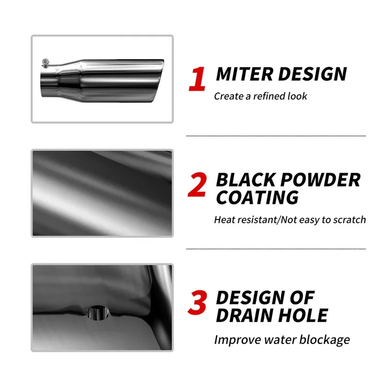 Punta di scarico ingresso 3,5", uscita 5", lunghezza 12", acciaio inossidabile, universale