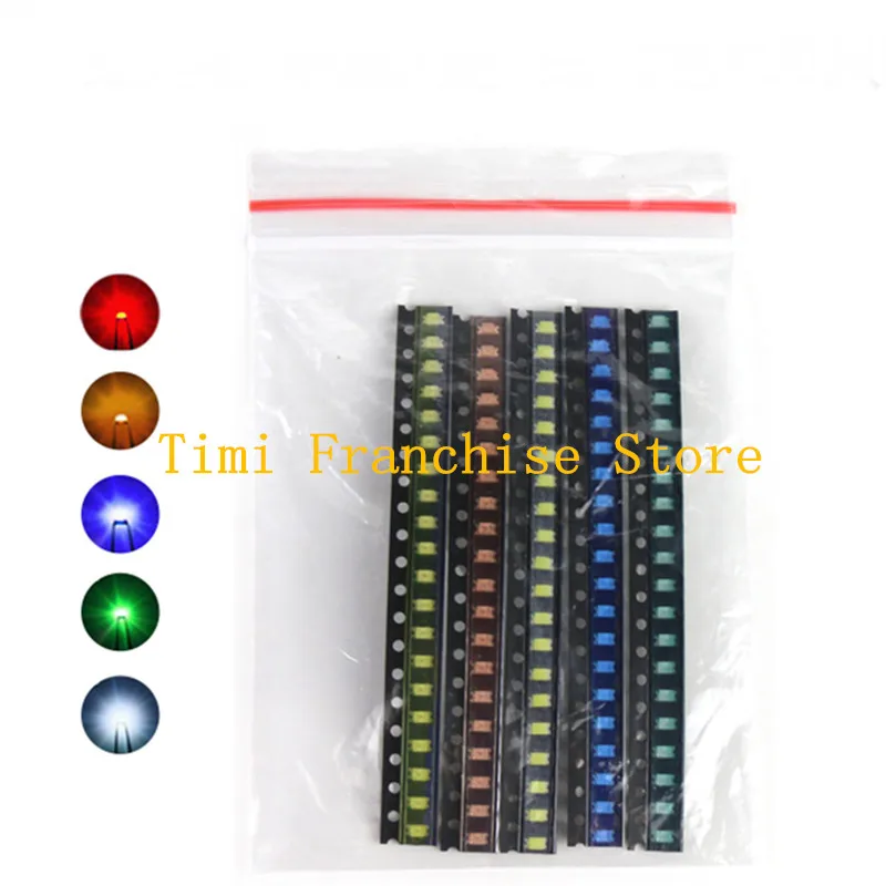 20pcs x5 color=100PCS 1206 SMD LED Red Yellow Green White Blue  Light Emitting Diode Clear LED Light Diode Kit