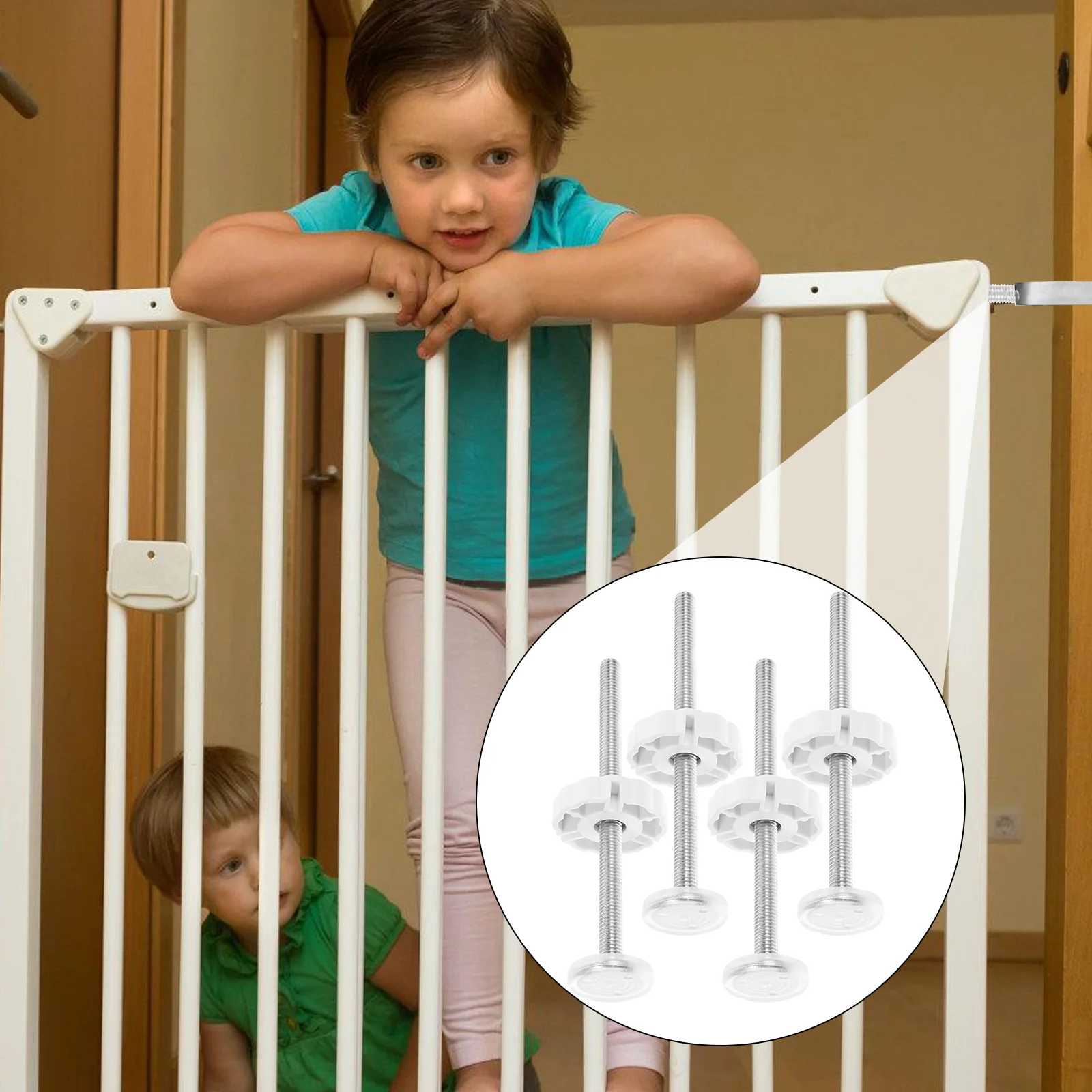 4 ชิ้น Baby Gate ฮาร์ดแวร์อะไหล่ชุดติดตั้งราวความตึงเครียด Wall Gates สัตว์เลี้ยง Bolt สกรูรั้วสําหรับเกลียวแกน