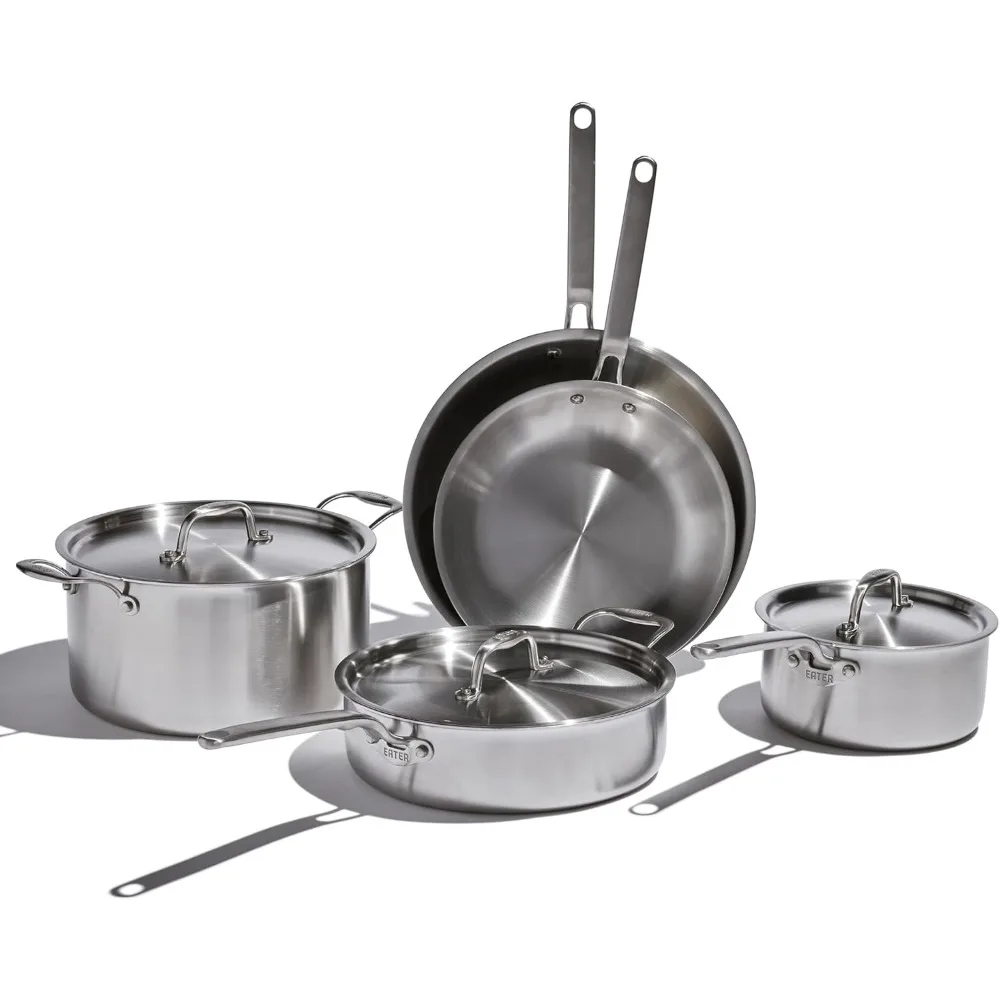 8 Piece Core Set | Made in USA | 5 Ply Fully Clad Stainless Steel Cookware Set | Stay Cool Handle Design