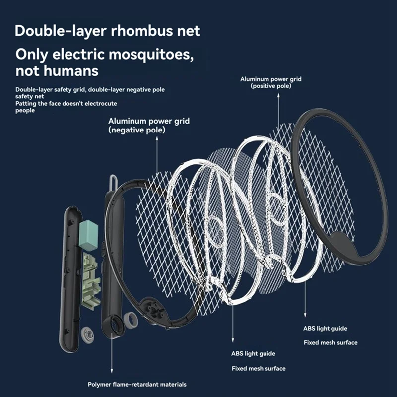 A85I-Electric Fly Swatter Two-In-One Fly Swatter Foldable Electric Mosquito Swatter Electric Mosquito Swatter