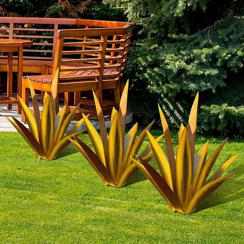 

1 Piece DIY Iron Agave Plants Outdoor Garden Aesthetic Signs Patio Figurines Yard 35Cm