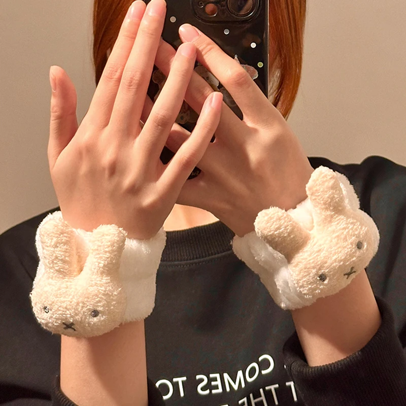 Miffy Rabbit Wristuardband Creative Pattern Plush Hair Tie Simple Fashion Face-Washing Moisture-Resistant Sleeve Wristband Gifts