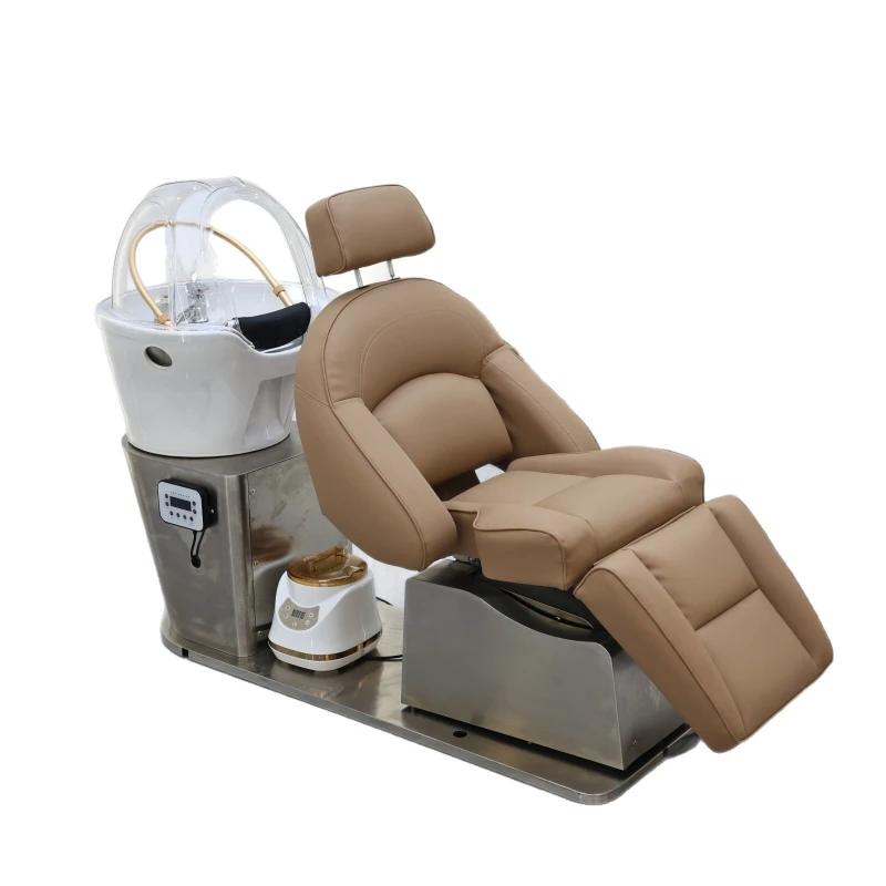 Sitting semi reclining hair salon stainless steel flushing bed